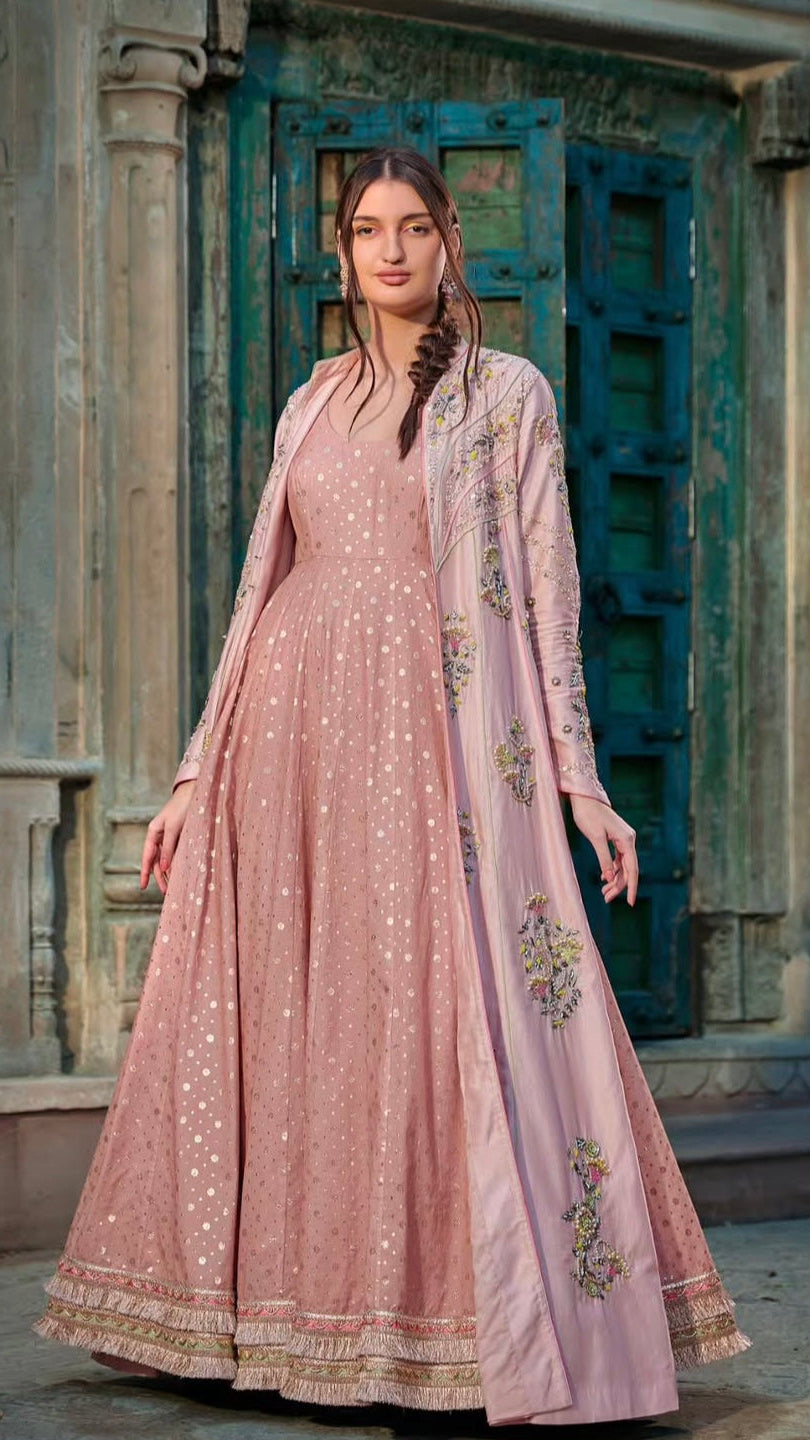 Ruby Anarkali with Jacket