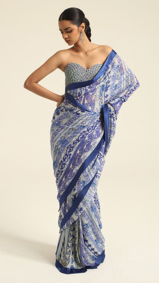 Ziana Pre-Draped Saree with Corset Blouse