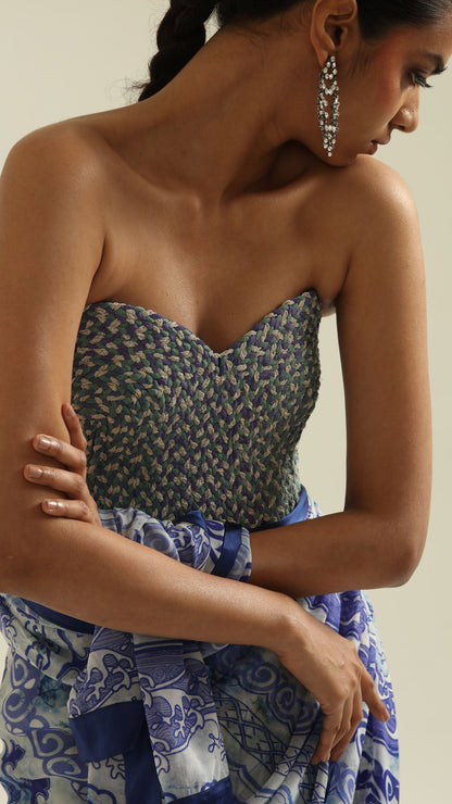 Ziana Pre-Draped Saree with Corset Blouse