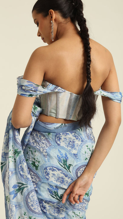 Emara Pre-Draped Saree with Corset Blouse
